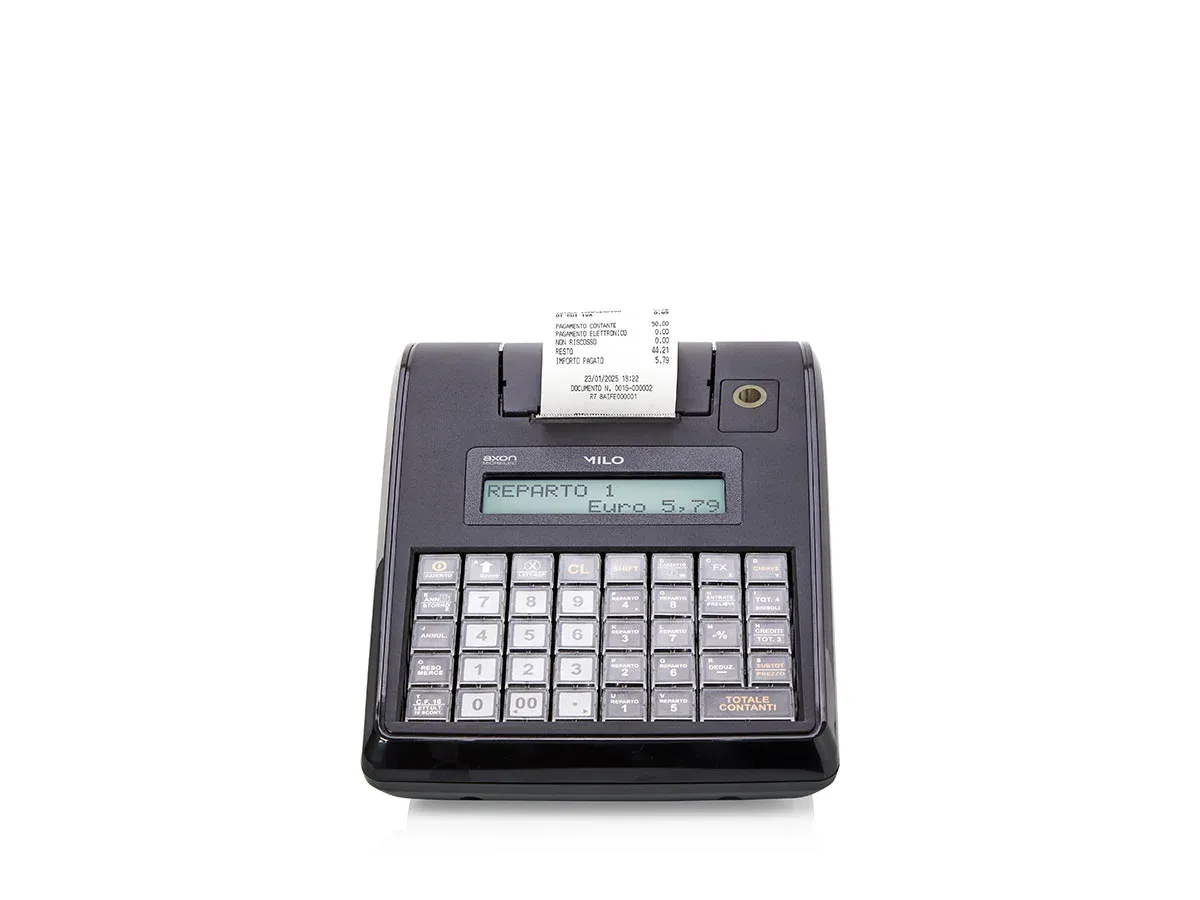 Dettaglio del meccanismo di caricamento carta Super Easy Load per rotoli termici da 57mm