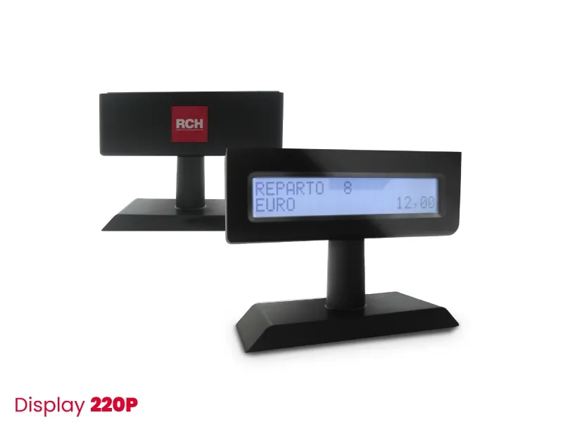 Display RCH 220P — Vista frontale alfanumerica con scontrino virtuale