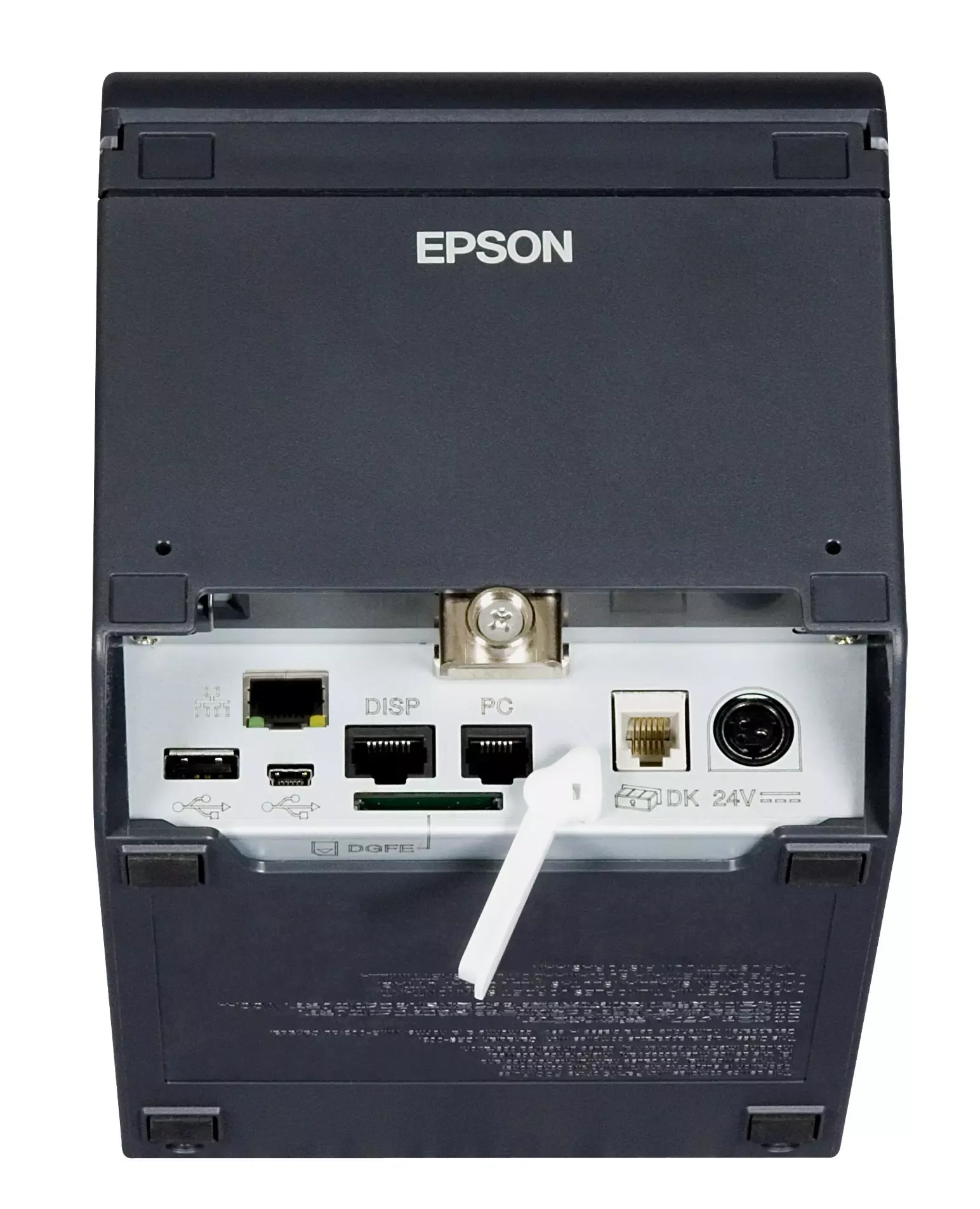 Contenuto della confezione originale Epson FP-81II comprensivo di alimentatore PS-180, distanziatore per il rotolo e manualistica