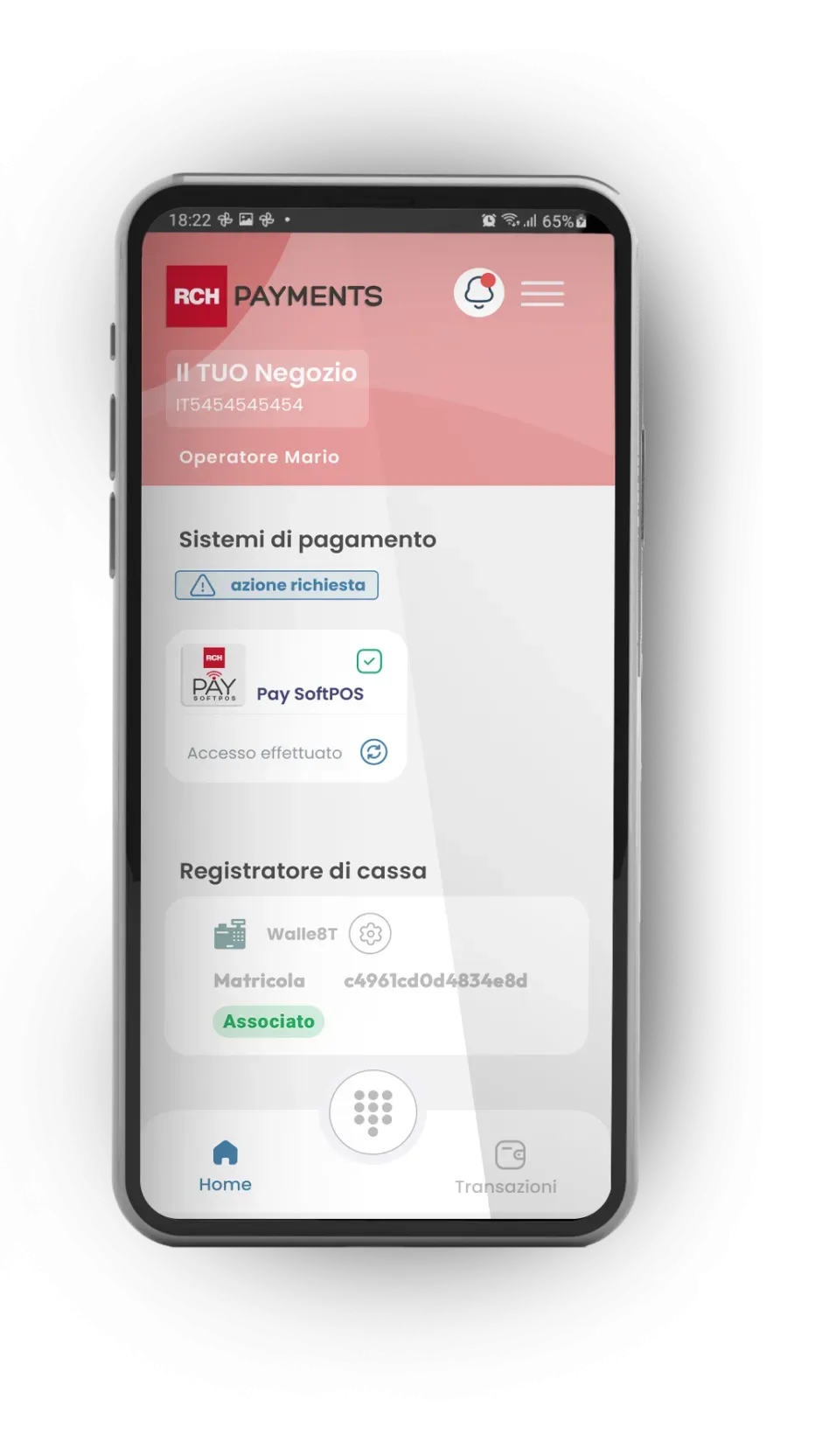Ricevuta digitale inviata al cliente con RCH Pay SoftPOS