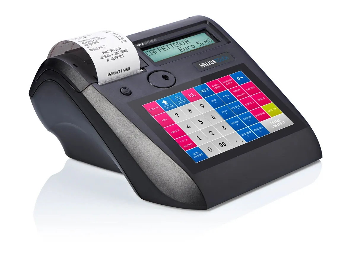 Registratore di Cassa Serie Helios TOUCH RT Axon Micrelec — Vista del display touch screen a colori a 80 tasti